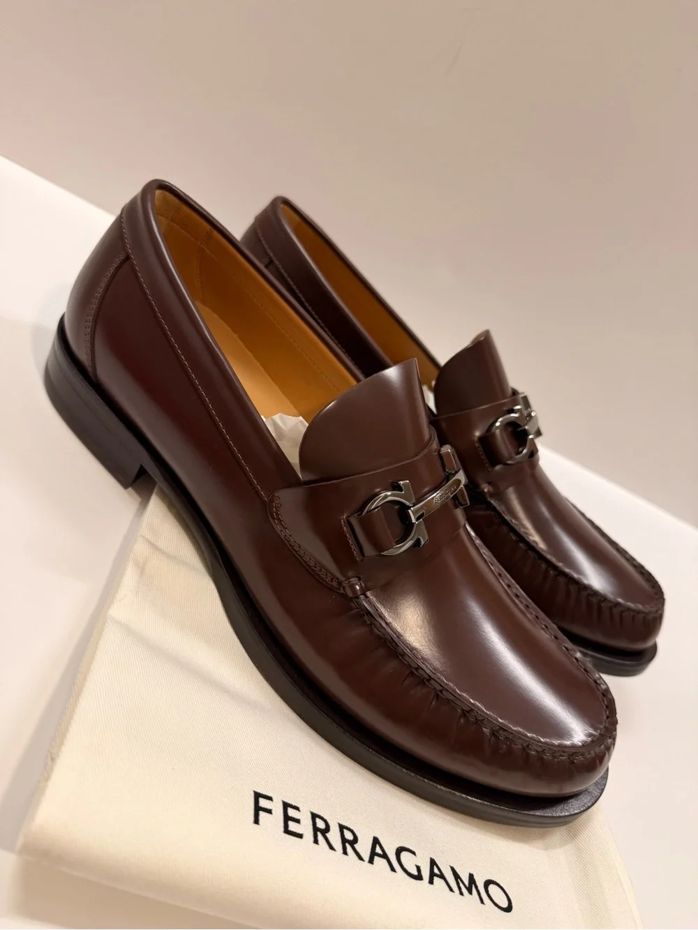 Salvatore Ferragamo Fort Cocoa Brown Calf Leather Bit Loafers Men’s 11E (Narrow)